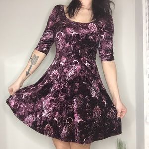 Crushed Velvet Skater Dress